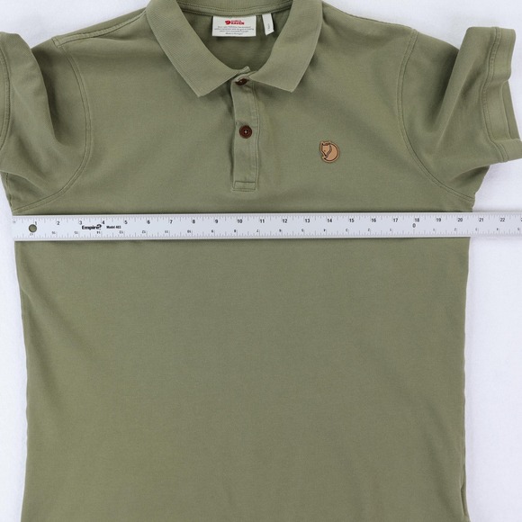 Fjallraven Ovik Polo Shirt Mens Large Green Outdoor Hiking Cotton Knit Casual - Picture 8 of 10